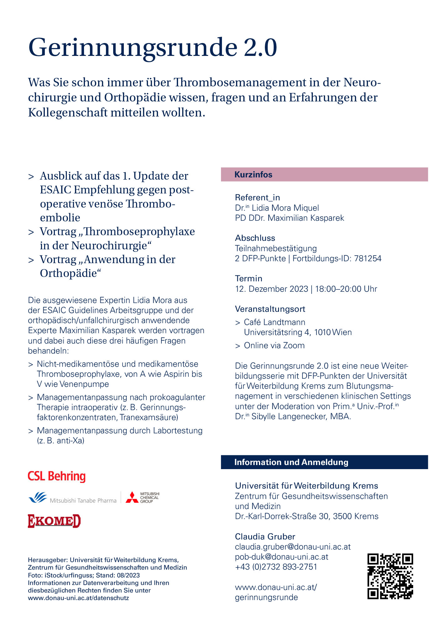 Seminarreihe Gerinnungsrunde 2.0